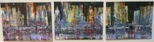 City Canyons triptych / acrylic on paper - 18x48